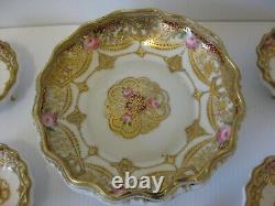 Rare Vintage Noritake Rc Nippon Or Bijoux Et Roses Ensemble De Plat Pieds