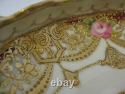 Rare Vintage Noritake Rc Nippon Or Bijoux Et Roses Ensemble De Plat Pieds
