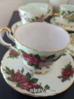 Rare Vintage Paragon 'Six World Roses' Harry Wheatcroft Ensemble de Café Complet