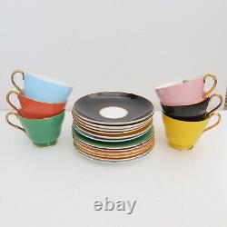 Rare Vintage Shelley Angleterre Ensemble de tasses à thé / café en porcelaine fine, soucoupes 18 pièces