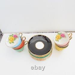 Rare Vintage Shelley Angleterre Ensemble de tasses à thé / café en porcelaine fine, soucoupes 18 pièces