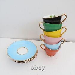 Rare Vintage Shelley Angleterre Ensemble de tasses à thé / café en porcelaine fine, soucoupes 18 pièces