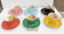 Rare Vintage Shelley Angleterre Ensemble de tasses à thé / café en porcelaine fine, soucoupes 18 pièces