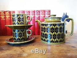 Rare Vintage Vintage Hornsea Heirloom Green Tea And Coffee Set Des Années 1970