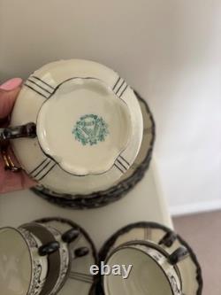 Rare ensemble de café en porcelaine Seltmann Weiden Bavaria vintage large. Noir et blanc.