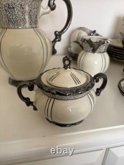 Rare ensemble de café en porcelaine Seltmann Weiden Bavaria vintage large. Noir et blanc.