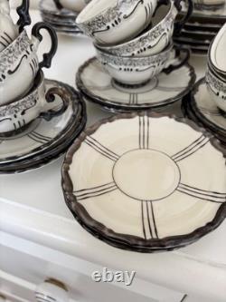 Rare ensemble de café en porcelaine Seltmann Weiden Bavaria vintage large. Noir et blanc.
