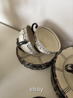 Rare ensemble de café en porcelaine Seltmann Weiden Bavaria vintage large. Noir et blanc.