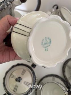 Rare ensemble de café en porcelaine Seltmann Weiden Bavaria vintage large. Noir et blanc.