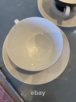 Rare ensemble de café en porcelaine fine Rosenthal Ebony Black vintage de Raymond Lowey pour 6 personnes