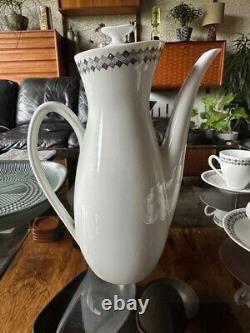 Rare ensemble de café en poterie Rorstrand Suède des années 1950 motif tweed pour 6 personnes