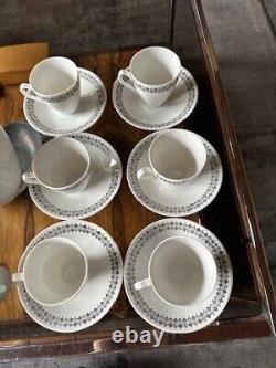 Rare ensemble de café en poterie Rorstrand Suède des années 1950 motif tweed pour 6 personnes