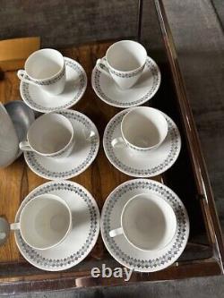 Rare ensemble de café en poterie Rorstrand Suède des années 1950 motif tweed pour 6 personnes