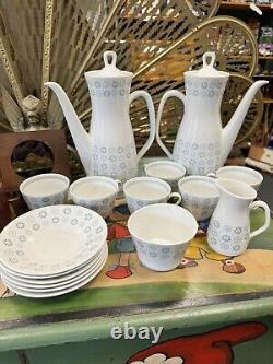 Rare ensemble de café en poterie Rorstrand Suède vintage, motif inconnu