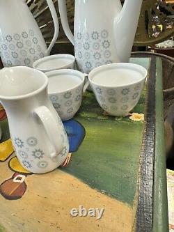 Rare ensemble de café en poterie Rorstrand Suède vintage, motif inconnu