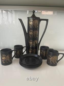 Rare service à café vintage Portmeirion Gold Lion de 9 pièces, Susan Williams-Ellis, années 1960