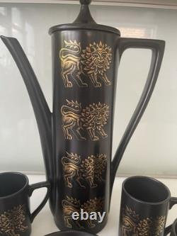Rare service à café vintage Portmeirion Gold Lion de 9 pièces, Susan Williams-Ellis, années 1960