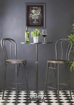 Retro Vintage Bar Table Chaises Hautes Set Tabourets Sièges Metal Cocktail Vin Café