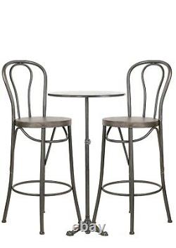 Rétro Vintage Bar Table Tall Chairs Set Stools Sièges Metal Cocktail Wine Coffee