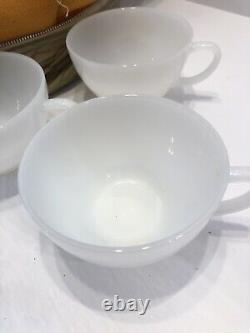 Roi du feu Ensemble de 10 tasses à café en verre de lait blanc vintage Anchor Hocking