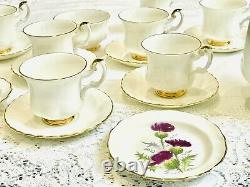 Royal Albert Val D'or Blanc Or Coffee Set Tasses Saucers Vieille Porcelaine Osseuse