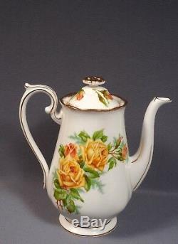 Royal Albert Yellow Tea Rose Bone China Coffee Cacao Set Pot Vintage Angleterre