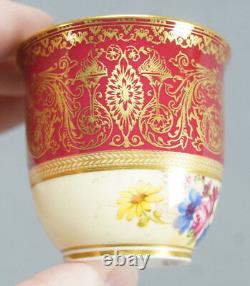 Royal Worcester Peint À La Main Phillips Red Gold Floral Demitasse Cup & Saucer A