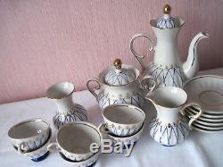 Russe Vintage Porcelaine Café Set Cobalt Grille, Gorodnica, Urss. 1971. Rare