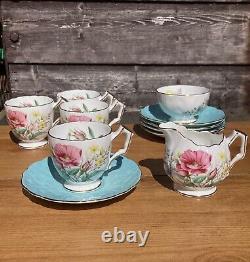 SERVICE À CAFÉ AYNSLEY EN PORCELAINE DE BONE VINTAGE, TASSES, SOUS-TASSES, JUG À LAIT ET SUCRIER