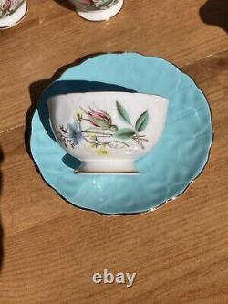 SERVICE À CAFÉ AYNSLEY EN PORCELAINE DE BONE VINTAGE, TASSES, SOUS-TASSES, JUG À LAIT ET SUCRIER