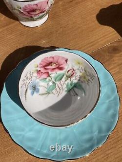 SERVICE À CAFÉ AYNSLEY EN PORCELAINE DE BONE VINTAGE, TASSES, SOUS-TASSES, JUG À LAIT ET SUCRIER