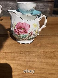 SERVICE À CAFÉ AYNSLEY EN PORCELAINE DE BONE VINTAGE, TASSES, SOUS-TASSES, JUG À LAIT ET SUCRIER
