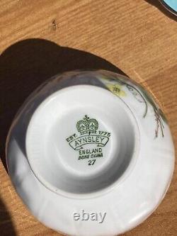 SERVICE À CAFÉ AYNSLEY EN PORCELAINE DE BONE VINTAGE, TASSES, SOUS-TASSES, JUG À LAIT ET SUCRIER