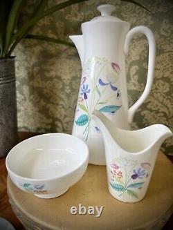 SERVICE À CAFÉ EN PORCELAINE STIG LINDBERG 9 PIÈCES (plus couvercle) Vintage