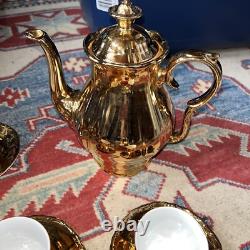 SERVICE À CAFÉ VINTAGE EN CHINE EPIAG AVEC BRILLANCE D'OR X6 Tchécoslovaquie, Cruche, Sucrier