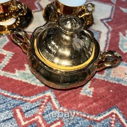 SERVICE À CAFÉ VINTAGE EN CHINE EPIAG AVEC BRILLANCE D'OR X6 Tchécoslovaquie, Cruche, Sucrier