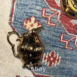 SERVICE À CAFÉ VINTAGE EN CHINE EPIAG AVEC BRILLANCE D'OR X6 Tchécoslovaquie, Cruche, Sucrier