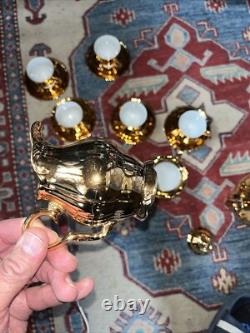 SERVICE À CAFÉ VINTAGE EN CHINE EPIAG AVEC BRILLANCE D'OR X6 Tchécoslovaquie, Cruche, Sucrier