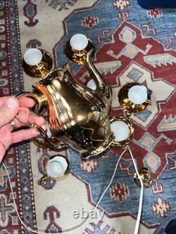 SERVICE À CAFÉ VINTAGE EN CHINE EPIAG AVEC BRILLANCE D'OR X6 Tchécoslovaquie, Cruche, Sucrier