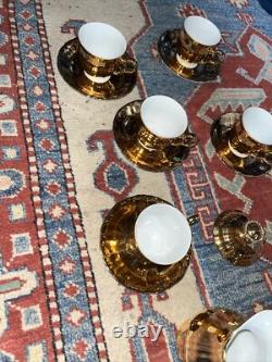 SERVICE À CAFÉ VINTAGE EN CHINE EPIAG AVEC BRILLANCE D'OR X6 Tchécoslovaquie, Cruche, Sucrier