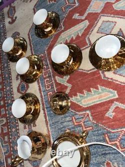 SERVICE À CAFÉ VINTAGE EN CHINE EPIAG AVEC BRILLANCE D'OR X6 Tchécoslovaquie, Cruche, Sucrier