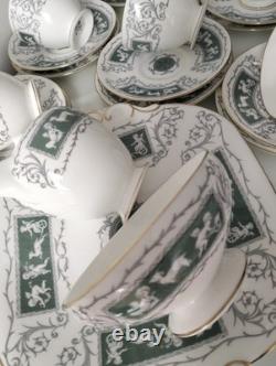 SERVICE VINTAGE COALPORT REVELRY ADAM GREEN Ensemble complet, 21 pièces en porcelaine fine, Angleterre
