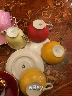 Service À Café En Porcelaine Plaquée Or, Epiag Bes Germany, Vintage 13 Tasses Et Soucoupes