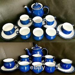 Service À Café Vintage Avec 13 Potions En Grès Anglais Denby Imperial Blue