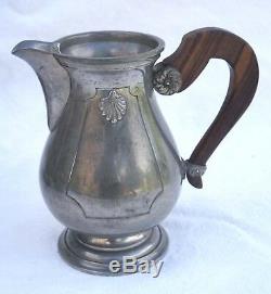 Service À Café Vintage En Etain, France, Manche En Palissandre Etain De Paris