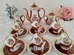 Service À Café Vintage En Porcelaine De Limoges, Décor Fragonard, Dorure À L'or, France