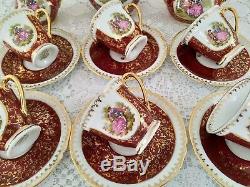 Service À Café Vintage En Porcelaine De Limoges, Décor Fragonard, Dorure À L'or, France