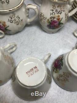 Service À Thé En Porcelaine Vintage À Motif Floral Avec Garniture Dorée Japon