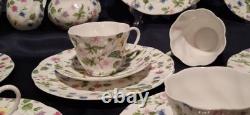 Service à café Country Meadow pour 6 personnes en porcelaine fine à la cendre d’os Queen’s England