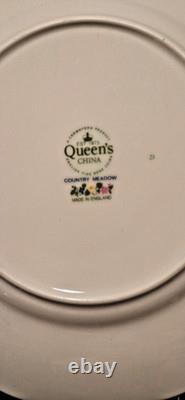 Service à café Country Meadow pour 6 personnes en porcelaine fine à la cendre d’os Queen’s England